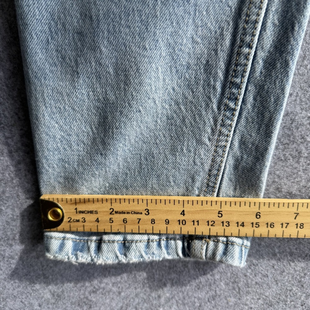 Zara High Rise Straight Leg Jeans Size 4 Light Wash Distressed Hem - Picture 10 of 12